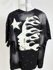 Hellstar Men’s Black Graphic Logo Print Crew Neck Short Sleeve T-Shirt Size M