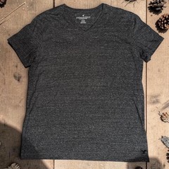 American Eagle – Mens XL Slim Fit V-Neck T-Shirt Charcoal Gray