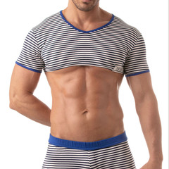 Tom of Finland TOF Paris Sailor Crop Top, blue, size L, NWT