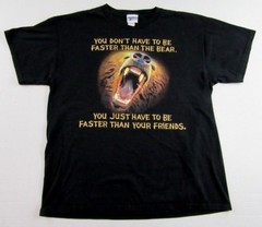 Vintage Discovery Channel Angry Grizzly Bear Souvenir SS Black T Shirt Size L