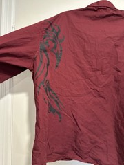 Coofandy mens Sz: 3xl Causal Button Up Dress shirt Maroon black tribal graphic