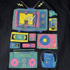 MTV Music Television Men’s Officially Licensed Retro Vintage T-Shirt Size MEDIUM