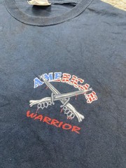 US Army Shirt Men Large Black Graphic American Warrior Hanes Heavyweight Vtg 90s