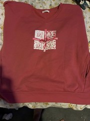 Women’s Pink Pullover Crewneck Fleece Sweatshirt Cotton Graphic Bow, 2x