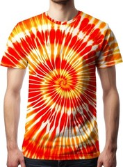Men’s Tie Dye Short Sleeve T-Shirt Vintage Hippie Style Polyester Crew Neck Tee