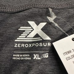 ZeroXposur Henley Melange Tee Shirt Gray Black Poly Spandex XL NWT