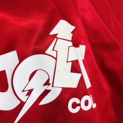 Vintage Jolt Cola Red Satin 100% Nylon Bomber Jacket WestArt Lined Size XL