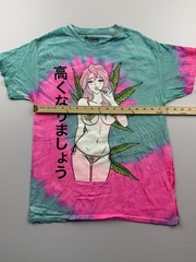 Spencer’s Shirt Mens Small Multicolor Anime Weed Girl Graphic Tee 420 Tie-Dye