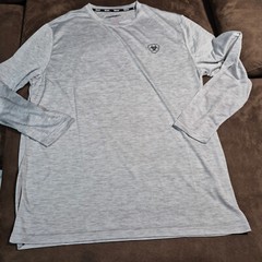 ARIAT Long Sleeve T-Shirt Charger Camo Shield Heather Grey Crew Neck MEDIUM