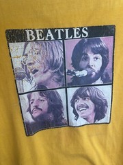 Vintage 70s Beatles M 38-40 Ringer T Healthknit T-shirt Yellow Stripes