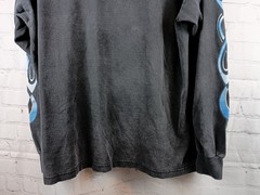 Vintage Archaic Smile Blue Flames Black Long Sleeve T-shirt Made In USA, Sz. XL
