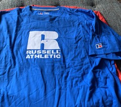 NWOT 2 Russell Athletic T Shirts Men’s Size XXL 2XL Blue & Red Classic Logo A6