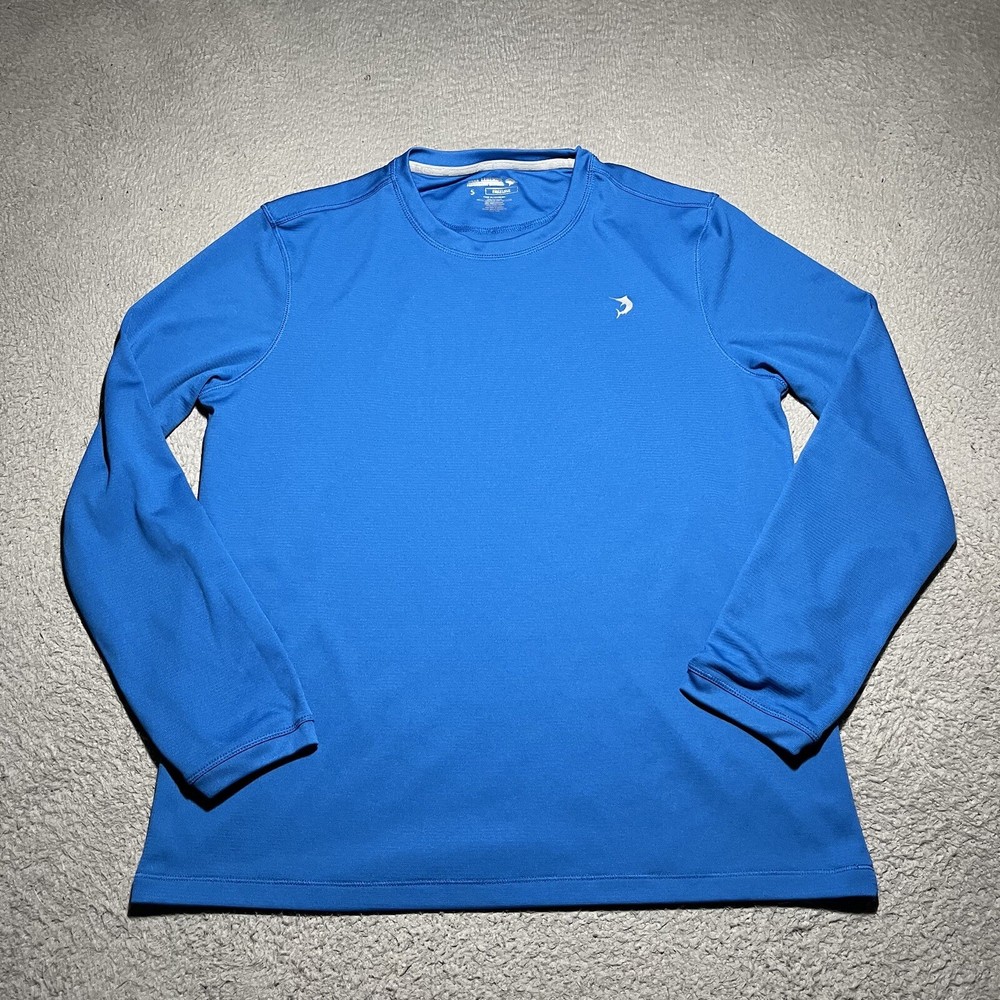 Reel Legends T Shirt Mens Small Blue Freeline Performance Crew Neck Logo Fishing