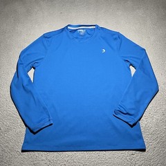 Reel Legends T Shirt Mens Small Blue Freeline Performance Crew Neck Logo Fishing