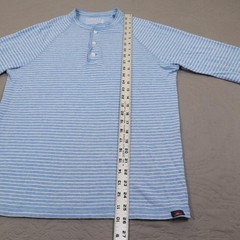 Faherty Henley Shirt Mens Small Blue Striped Cloud Cotton Long Sleeve Knit