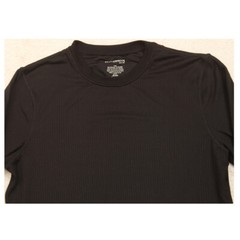 Large Weatherproof Black Solid Poly Spandex Crewneck Tee T-Shirt Top Men’s Q37