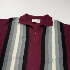 CKC Classics Kennington Mens 1/4 Zip Vertical Stripe Short Sleeve Knit Polo M