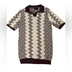 ASOS Mens 70s Retro Short Sleeve Collared Shirt Size S Geometric Abstract