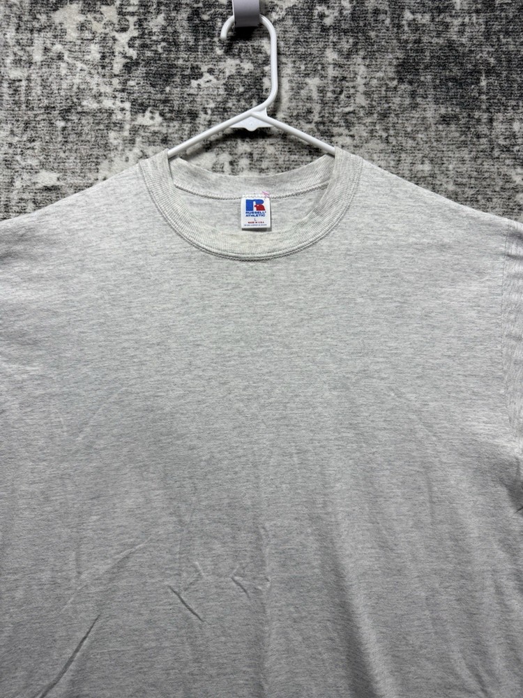 Vintage Russell Athletic Blank T Shirt Men’s Size Large Gray USA Made 90s