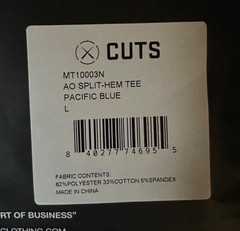Cuts Clothing Split Hem Signature Shirt Mens Large Pacific Blue Stretch Pica Pro