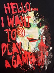 Saw Billy The Puppet “I Wanna Play A Game” T-Shirt (Unisex S/Black) Horror Tee