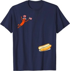 Hot Dog Freedom Dive T-Shirt Funny Uncle Sam Patriotic 4th of July Graphic Tee