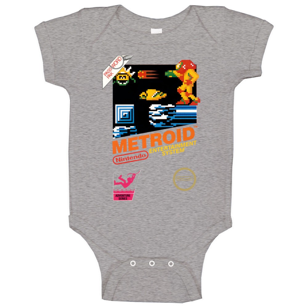 Metroid Retro Nes Box Art Baby One Piece