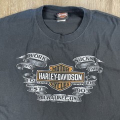 Harley Davidson T Shirt Work Sucks It’s Time To Ride Y2K Men’s 2XL Hanes Beefy T