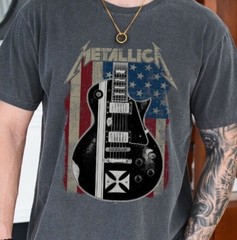 Metallica USA Flag T-Shirt James Hetfield Guitar Legend Comfort Colors 1717 Tee