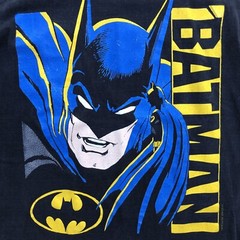 VTG 1988 Batman Big Face Logo DC Comics T-Shirt Single Stitch Black Size Large