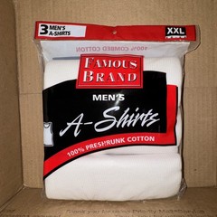 Famous Brand Men’s A-Shirts XXL (50-52) White NEW IN PACKAGE. 3 Pk