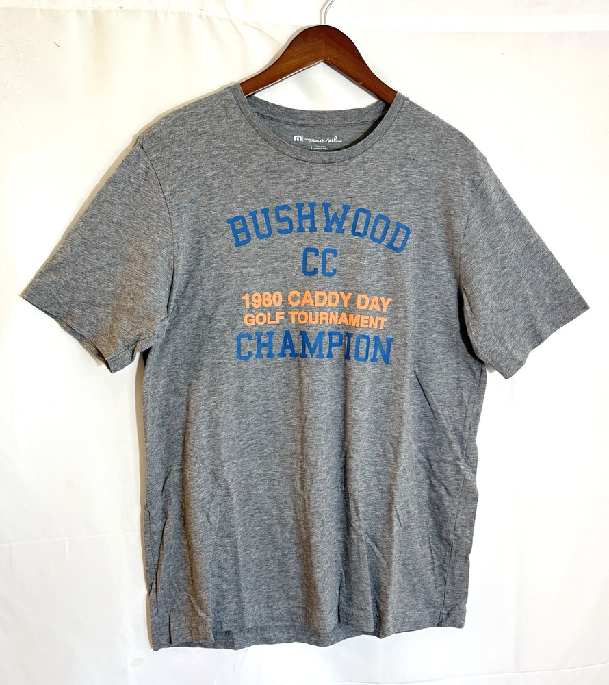 Travis Mathew Men’s Large Bushwood CC Caddy Day Caddy Shack Gray S/S T-Shirt Tee