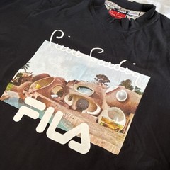 FILA x Pierre Cardin Men’s L Black Graphic Logo Crew Neck Knit T-Shirt SS