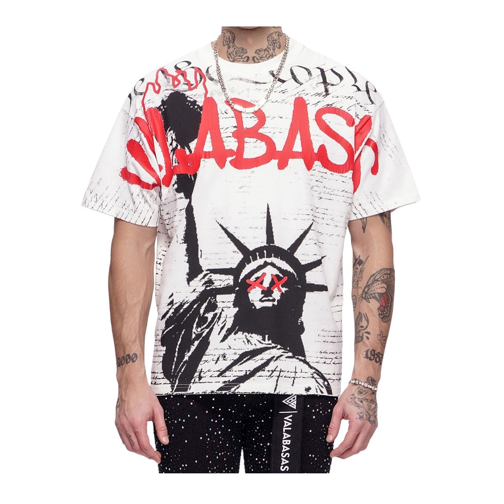 Valabasas Crew Neck T-Shirt Freedom Mens White VLBS-VT1-1104