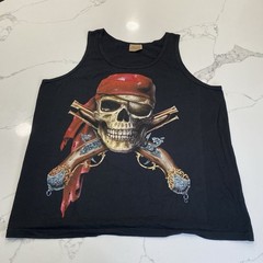 Vintage The Mountain Tank Top Mens 2XL Black Pirate Skull Sleeveless Cotton New