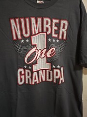 Number 1 Grandpa T Shirt Mens XL Short Sleeve Gray Wings
