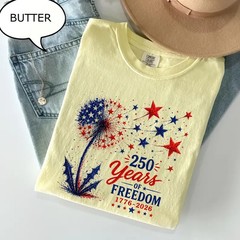 USA 250th Anniversary 1776-2026 Patriotic Freedom T-Shirt American Dandelion Tee