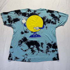 Alab T Shirt Mens Large Blue Black Tie Dye Graphic Alien Smiley Face Come Peace