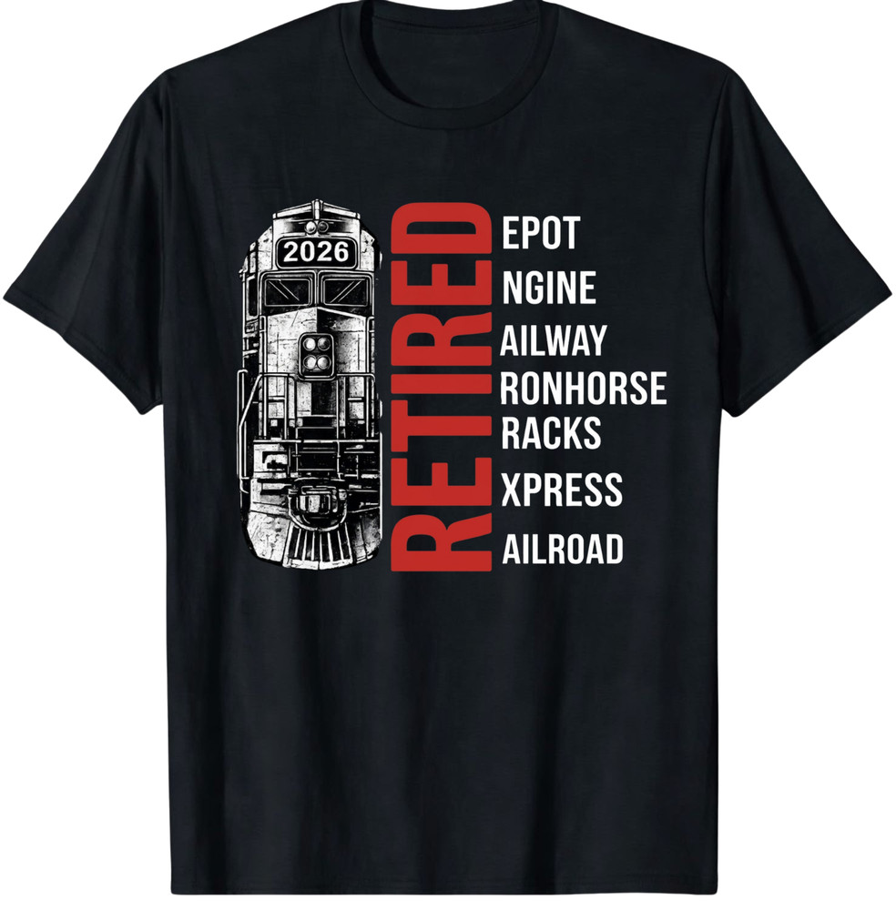 Retired Train Engineer 2026 Railroad Phonetic Alphabet Retirement Gift T-Shirt