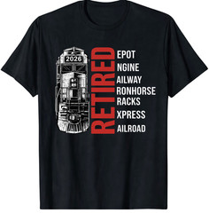 Retired Train Engineer 2026 Railroad Phonetic Alphabet Retirement Gift T-Shirt