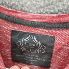 Bruno Shirt Adult Large Red White Geometric Lightweight Stretch Preppy Workwear