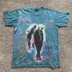 Rare Vtg 2008 Christian Audigier Blue Heavenly Foil Shirt XL City of Angels