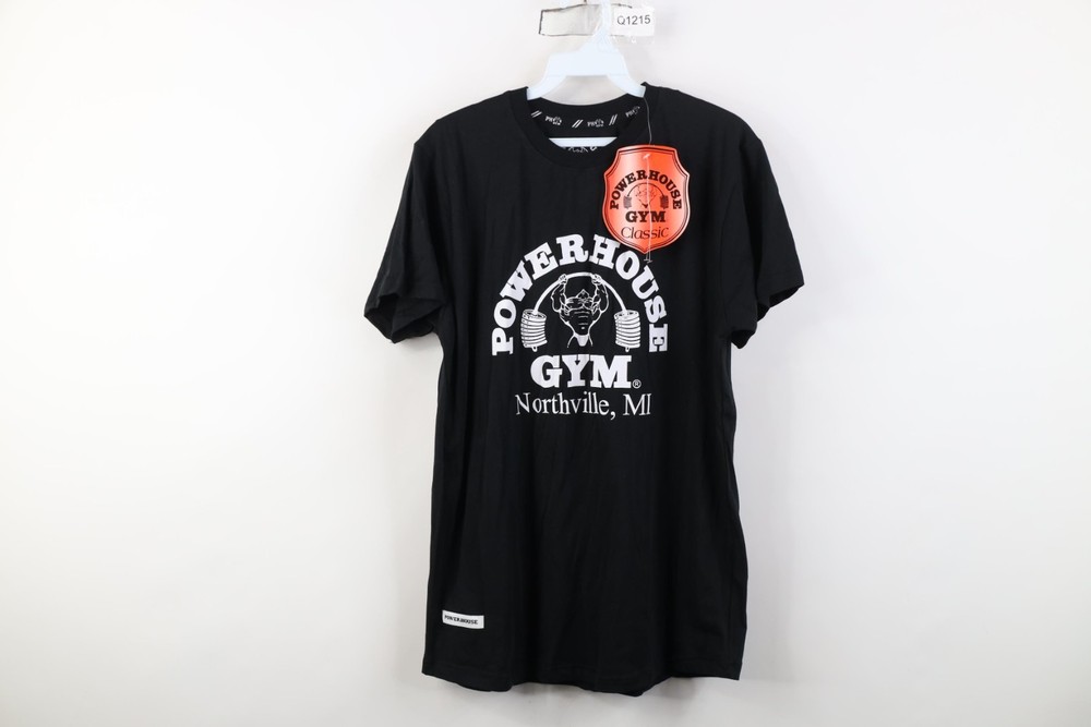 Deadstock Vintage Y2K Powerhouse Gym Mens Small Spell Out Bodybuilder T-Shirt