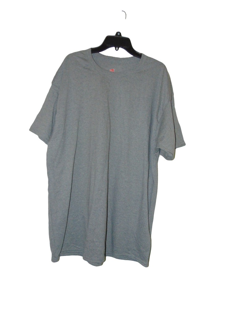 Hanes Tagless T Shirt Mens 2XL Gray Preshrunk Cotton Blend Short Sleeve