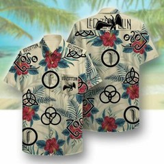 LED ZEPPELIN – SHIRT – HAWAIIAN – ALOHA CASUAL STYLE W/BUTTONS