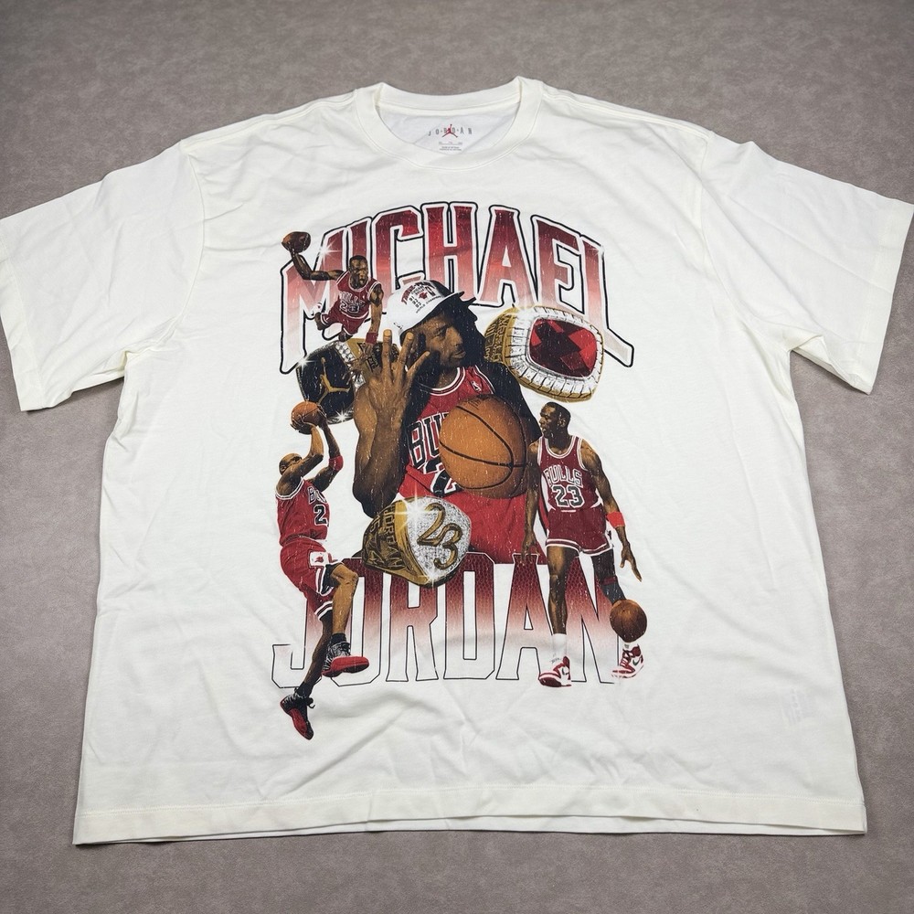 Jordan Championship Rings Oversized Tee – White – Size 2XL XXL