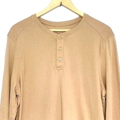 Vustra Premium Organic Cotton Henley Shirt Gilded Beige Mens Size XL Sustainable