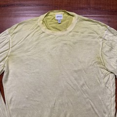 Armani Long Sleeve T Shirt Mens L Yellow Ombre Acid Wash Thin Luxury Designer