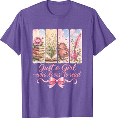 Just A Girl Who Loves to Read Floral Book Lover Unisex T-Shirt