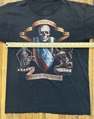 VTG 90s Soldier Of Fortune T Shirt Large Black Single Stitch 3D Emblem Skull USA